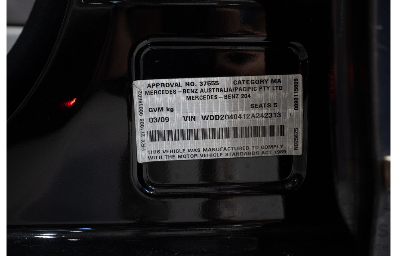 03/2009 Mercedes-Benz C200 Kompressor Classic W204 4D Sedan Black 1.8L