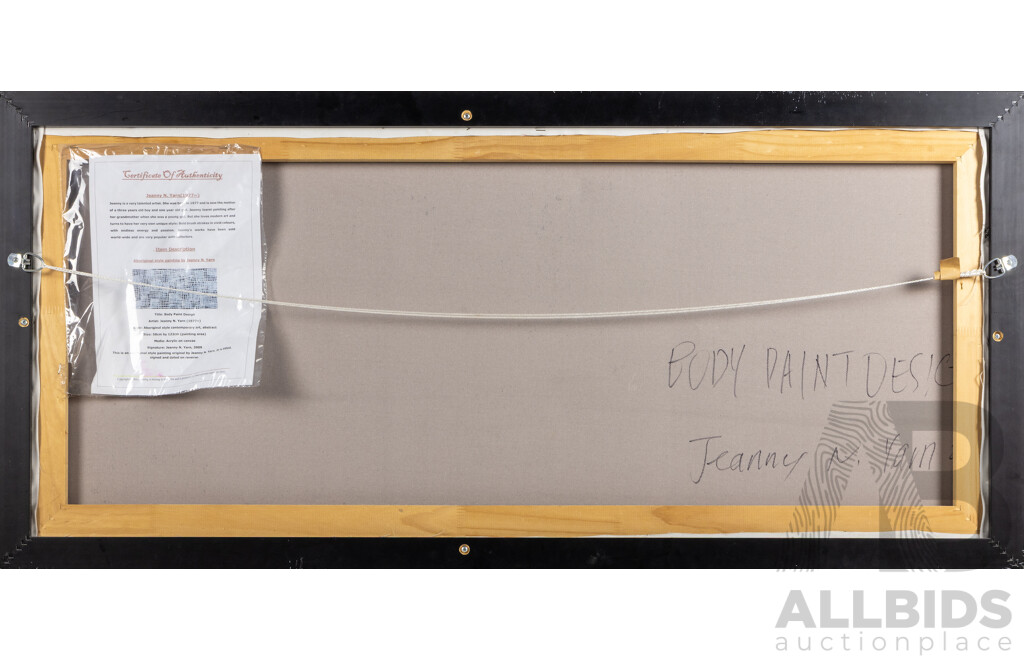 Jeanny N. Yarn (20th Century, Indigenous-Australian, 1977-), Body Paint Design (2009), Original Acrylic on Canvas, 60H x 126W cm (frame)