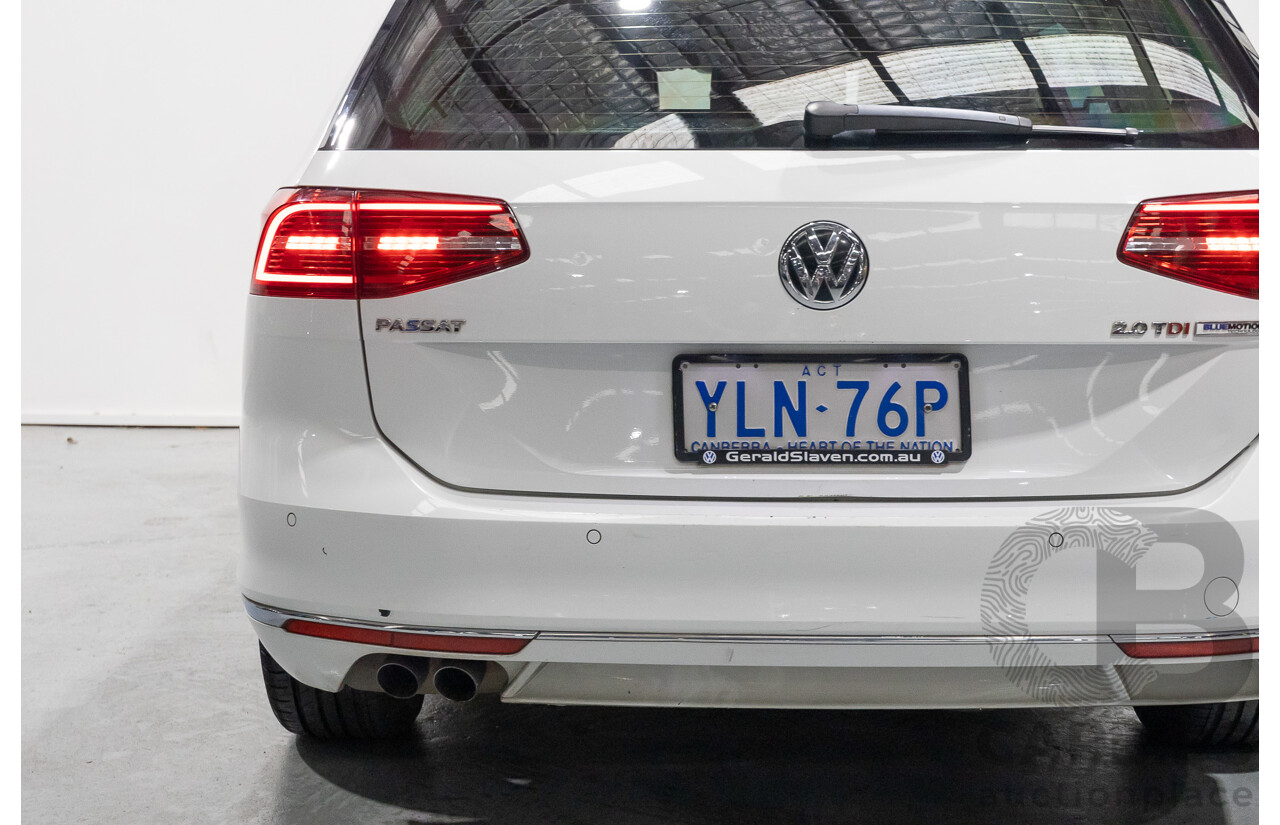 01/2016 Volkswagen Passat 140 TDI Highline 3C MY16 4D Wagon Pure White Turbo Diesel 2.0L