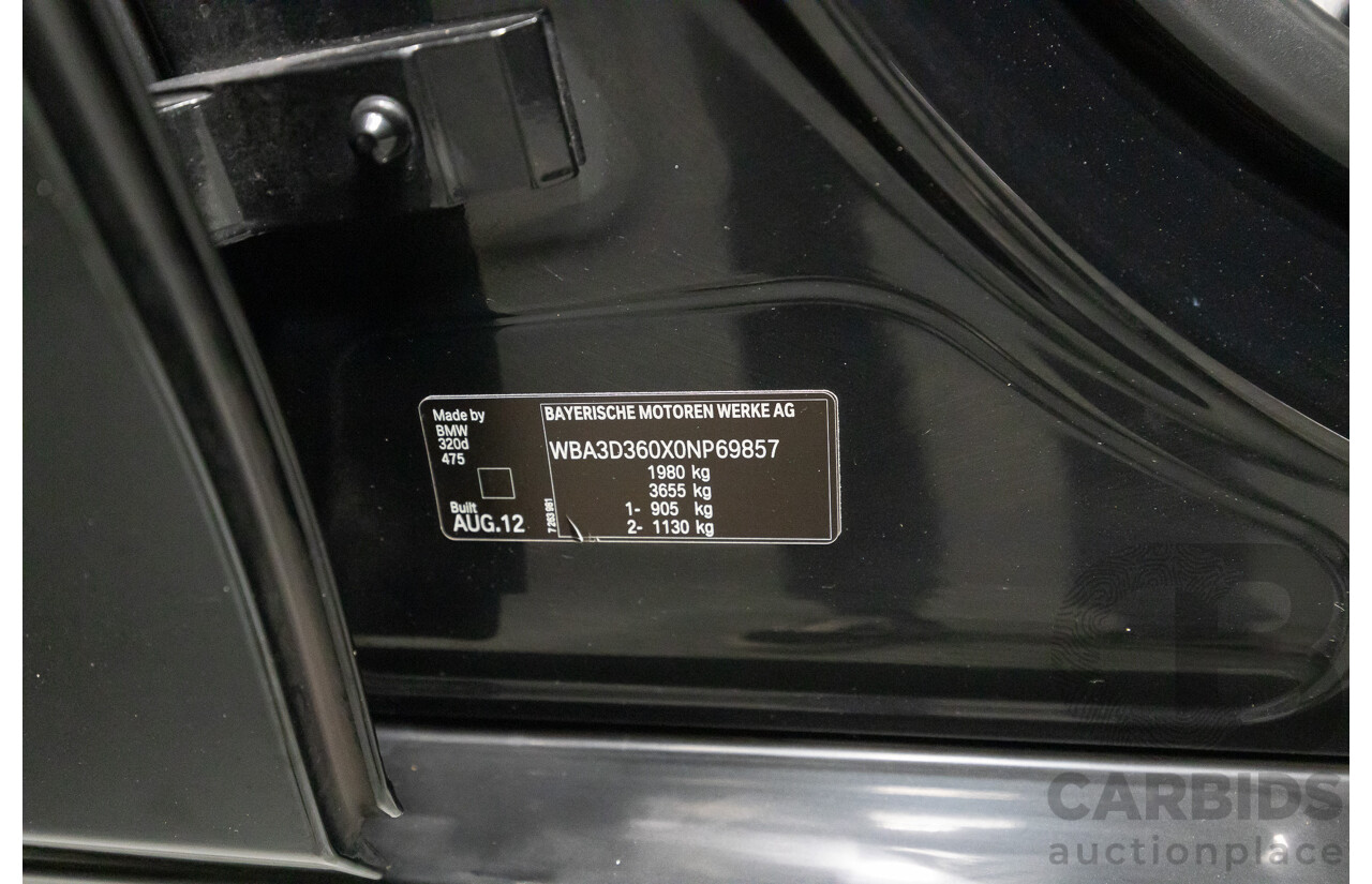 1/2013 BMW 320d Sport F30 4d Sedan Black Sapphire Metallic Turbo Diesel 2.0L