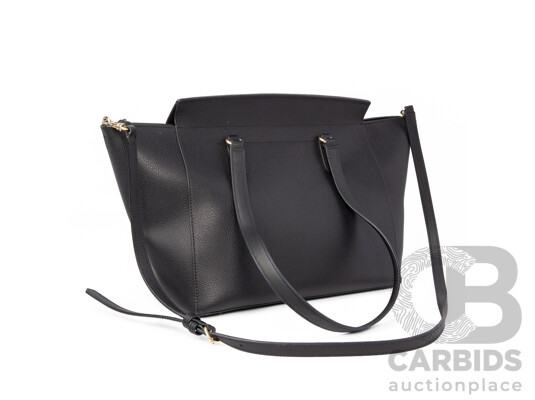 Black Pebbled Leather Shoulder Bag by Oroton