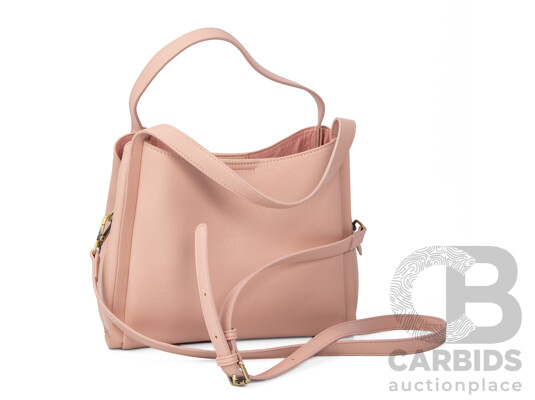 Pink Pebbled Faux Leather Shoulder Bag by Black Caviar