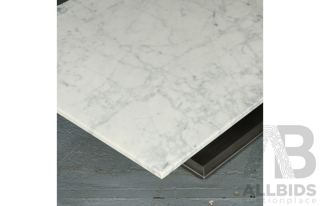 Modern Marble Top Coffee Table with Tubular Base