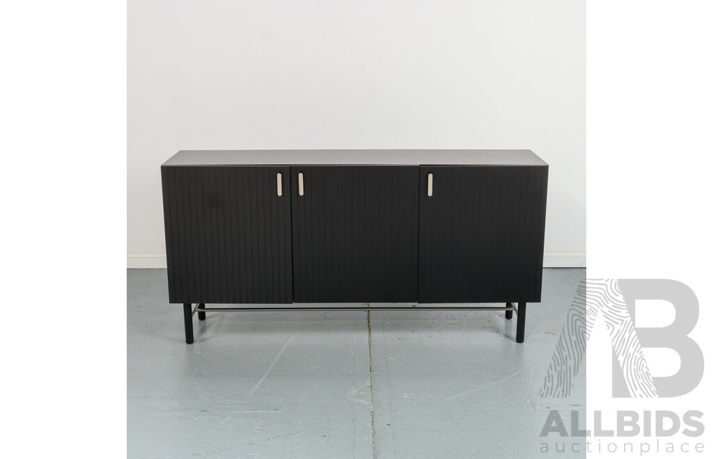 Modern Black Three Door Credenza