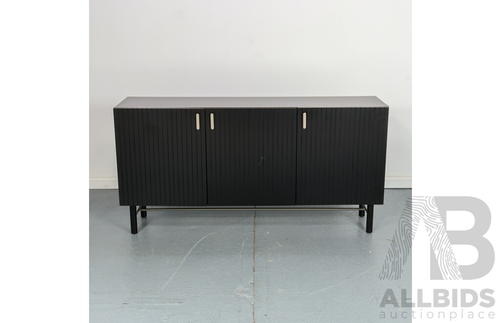 Modern Black Three Door Credenza
