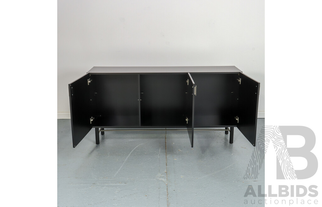 Modern Black Three Door Credenza