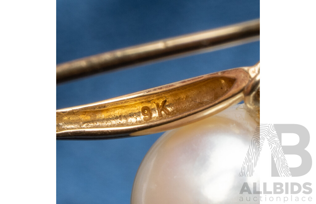 9ct Yellow Gold, Pearls & Diamonds Shepherds Hook Earrings - 4.27gms
