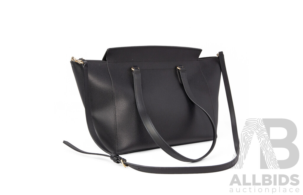 Black Pebbled Leather Shoulder Bag by Oroton