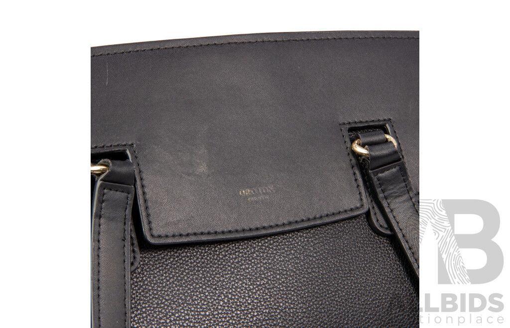 Black Pebbled Leather Shoulder Bag by Oroton