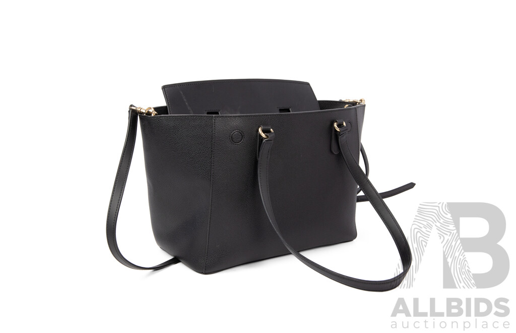 Black Pebbled Leather Shoulder Bag by Oroton