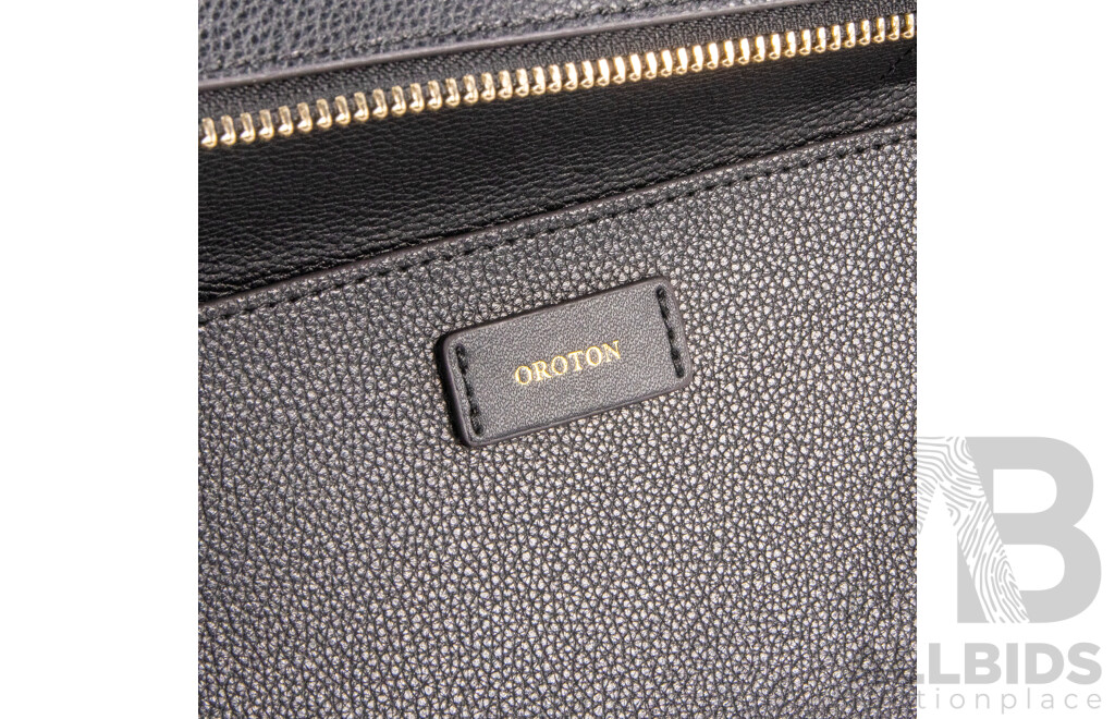 Black Pebbled Leather Shoulder Bag by Oroton