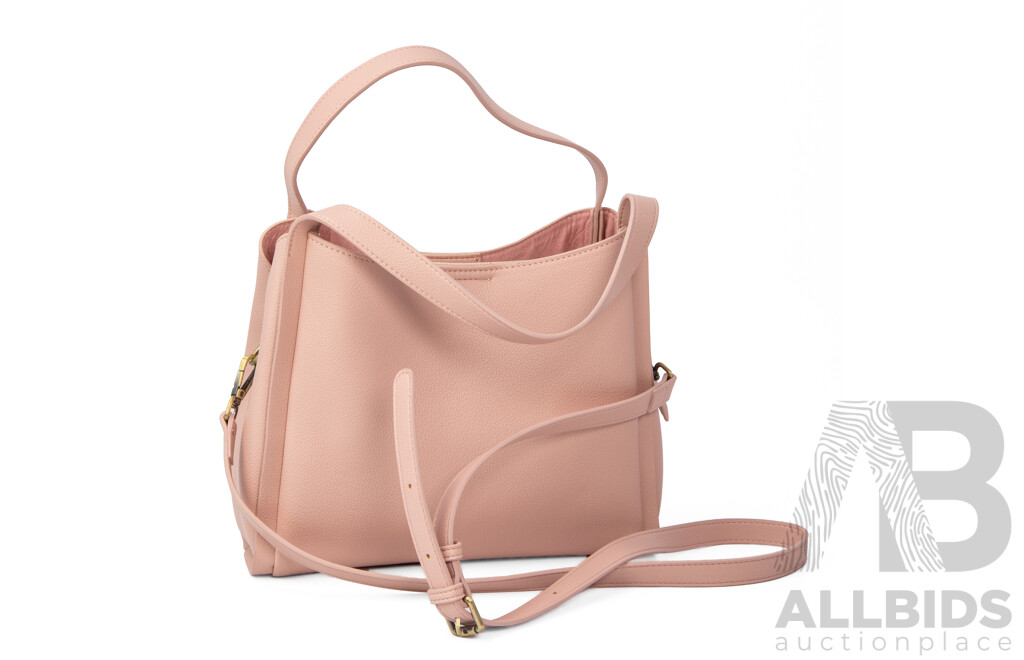 Pink Pebbled Faux Leather Shoulder Bag by Black Caviar