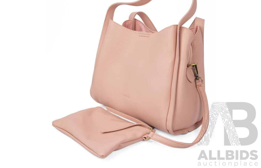 Pink Pebbled Faux Leather Shoulder Bag by Black Caviar