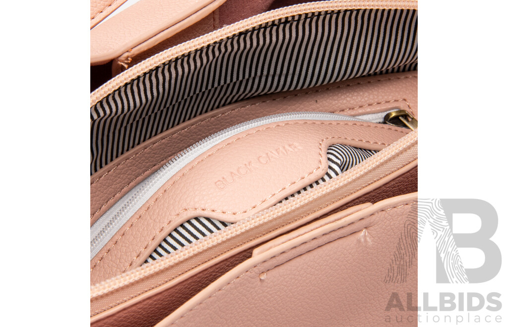 Pink Pebbled Faux Leather Shoulder Bag by Black Caviar
