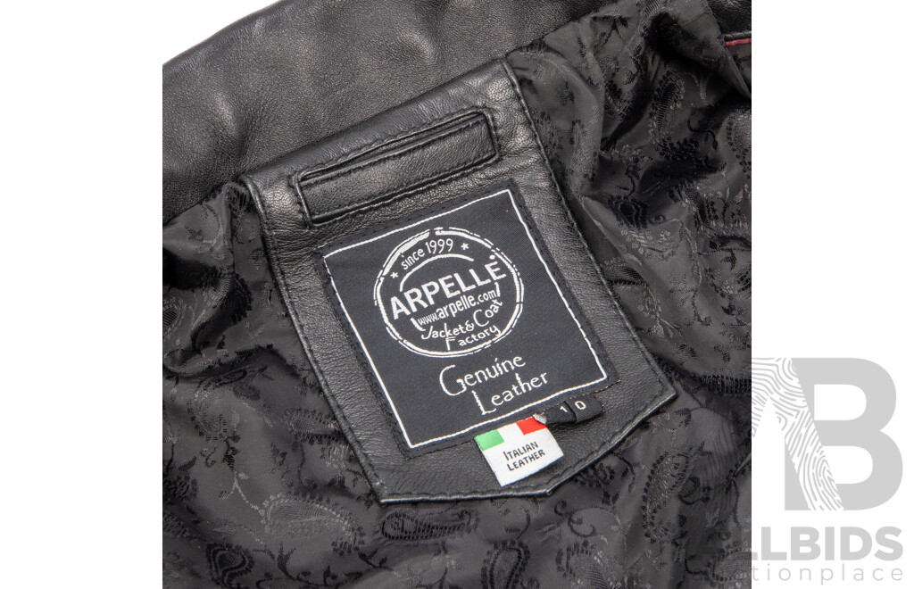 Genuine Italian Leather Zip Up Jacket by Arpelle - Size 10