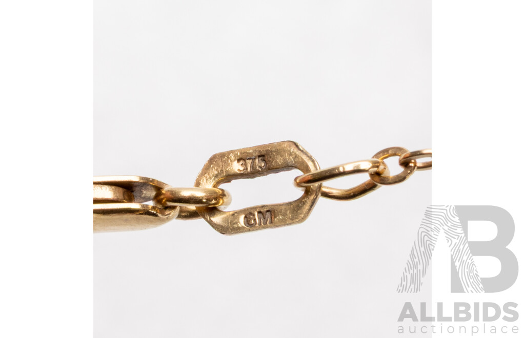 9ct Yellow Gold "Love" Necklace. Length - 48.5cms - 3.11gms
