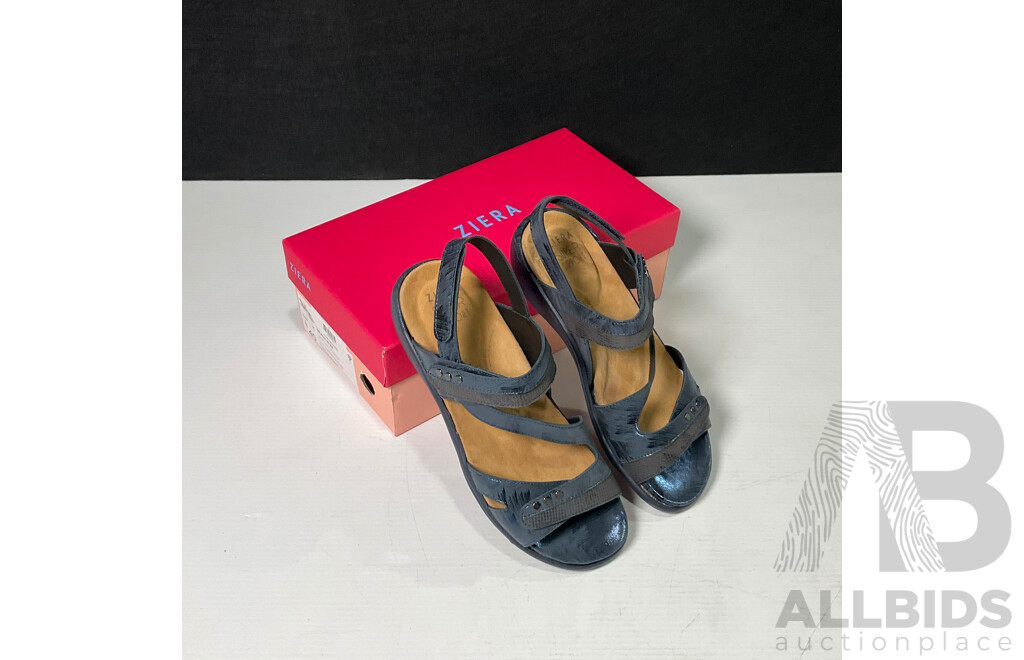 Ziera Beaux Navy Scratch Womens Sandal Size 40