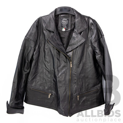 Genuine Italian Leather Zip Up Jacket by Arpelle - Size 10