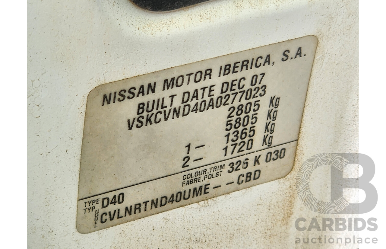 03/2008 Nissan Navara ST-X (4x4) D40 Dual Cab P/Up White 2.5L