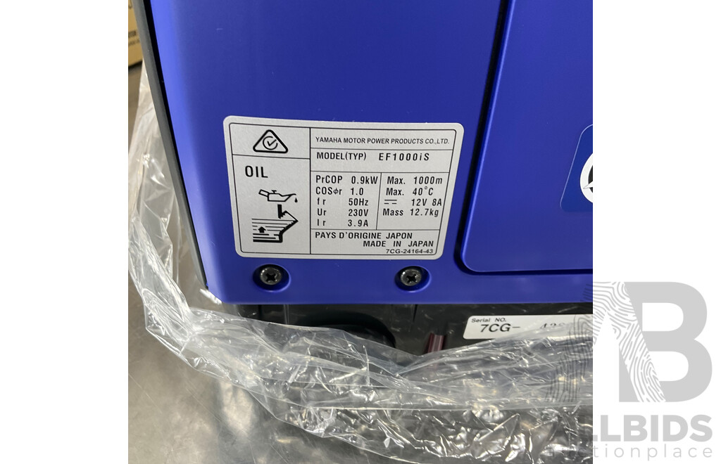 YAMAHA (EF1000IS) 1kVA Portable Petrol Invertor Silent Generator