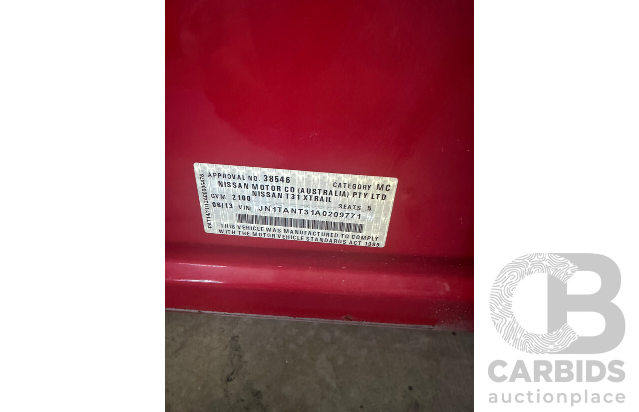 06/2013 Nissan X-Trail ST-L (4x4) T31 Series 5 4d Wagon Red 2.5L