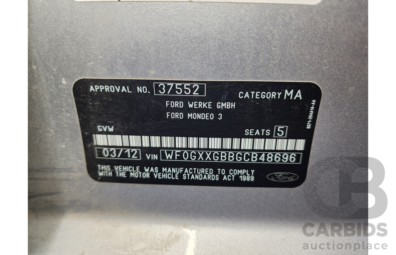 03/2012 Ford Mondeo LX TDCi MC 4d Wagon Silver 2.0L