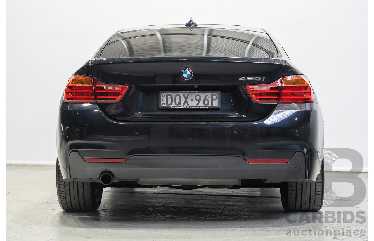 08/2015 BMW 420i M Sport Gran Coupe F36 MY15 5D Coupe Carbon Black Metallic Turbo 2.0L