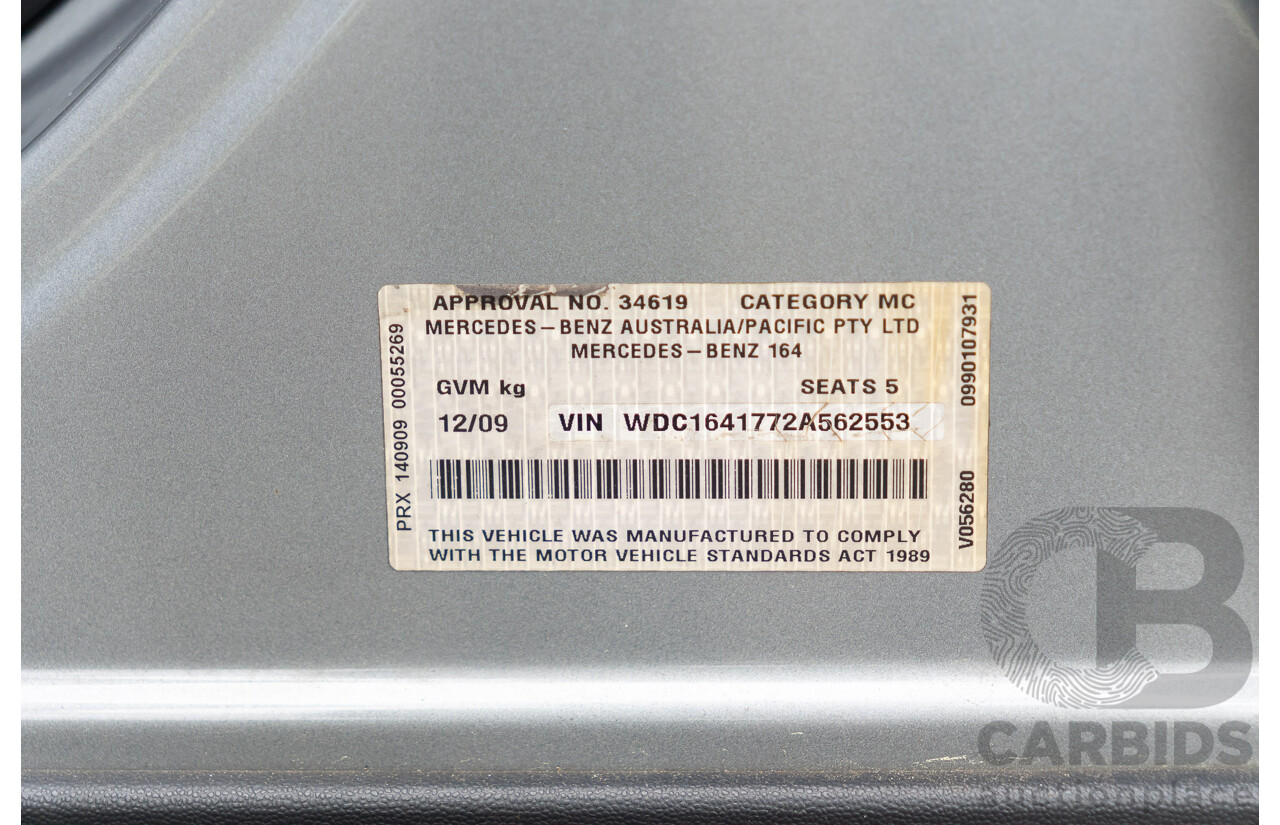 12/2009 Mercedes-Benz ML 63 AMG (4x4) W164 08 Upgrade 4d Wagon Palladium Silver Metallic V8 6.2L
