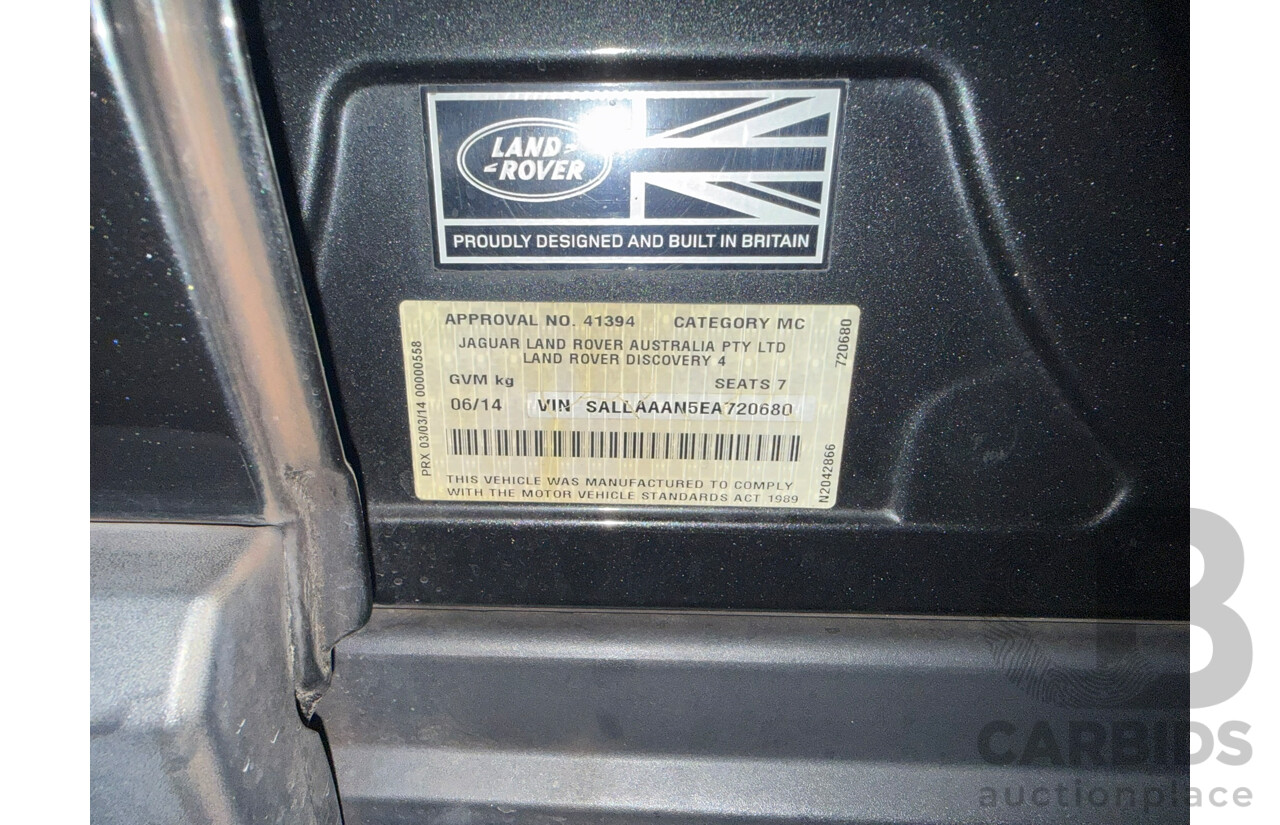 06/2014 Land Rover Discovery 3.0 TDV6 (4x4) MY14 4d Wagon Grey 3.0L