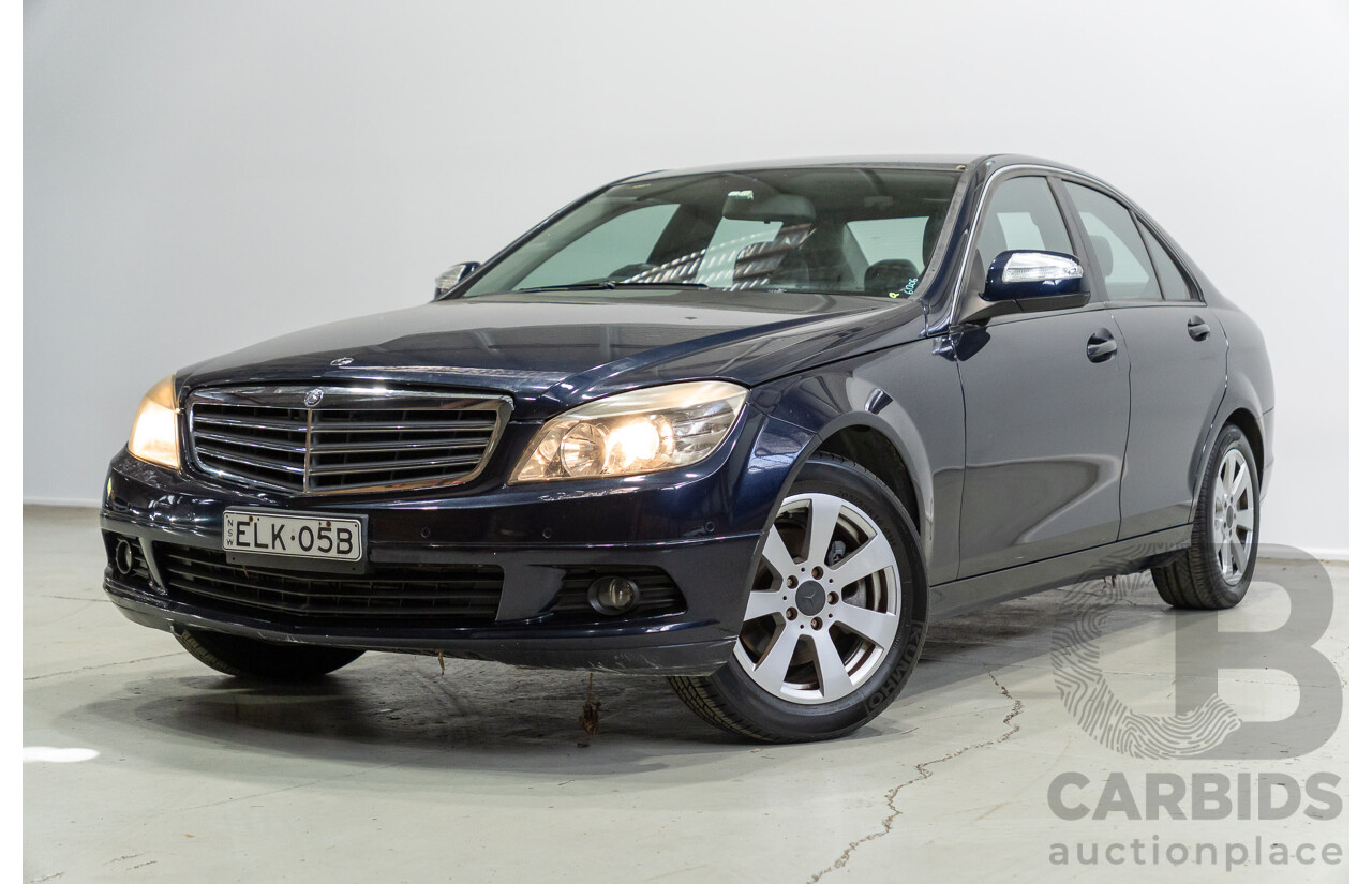 07/2007 Mercedes Benz C200 Kompressor Classic W204 4d Sedan Tanzanite Blue Metallic Supercharged 1.8L
