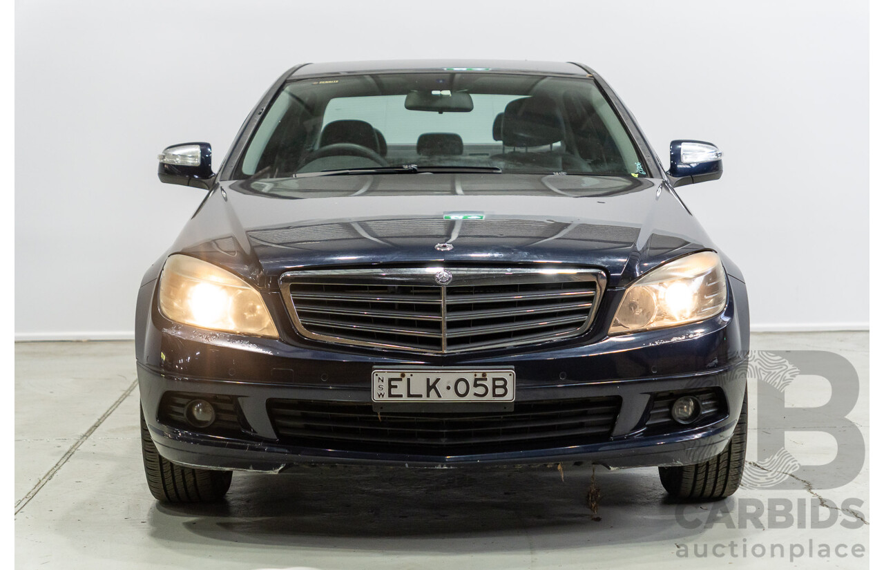 07/2007 Mercedes Benz C200 Kompressor Classic W204 4d Sedan Tanzanite Blue Metallic Supercharged 1.8L