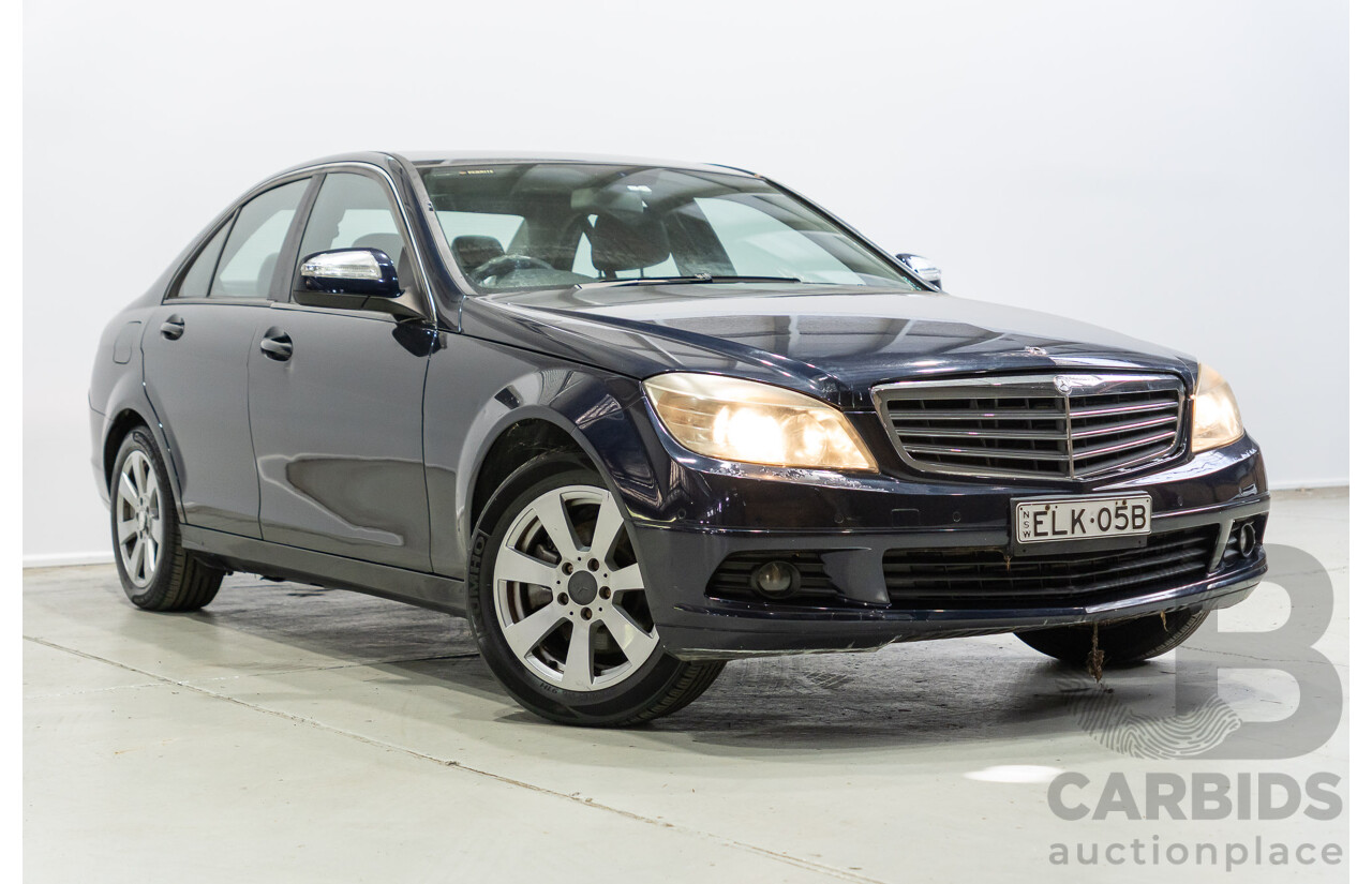 07/2007 Mercedes Benz C200 Kompressor Classic W204 4d Sedan Tanzanite Blue Metallic Supercharged 1.8L