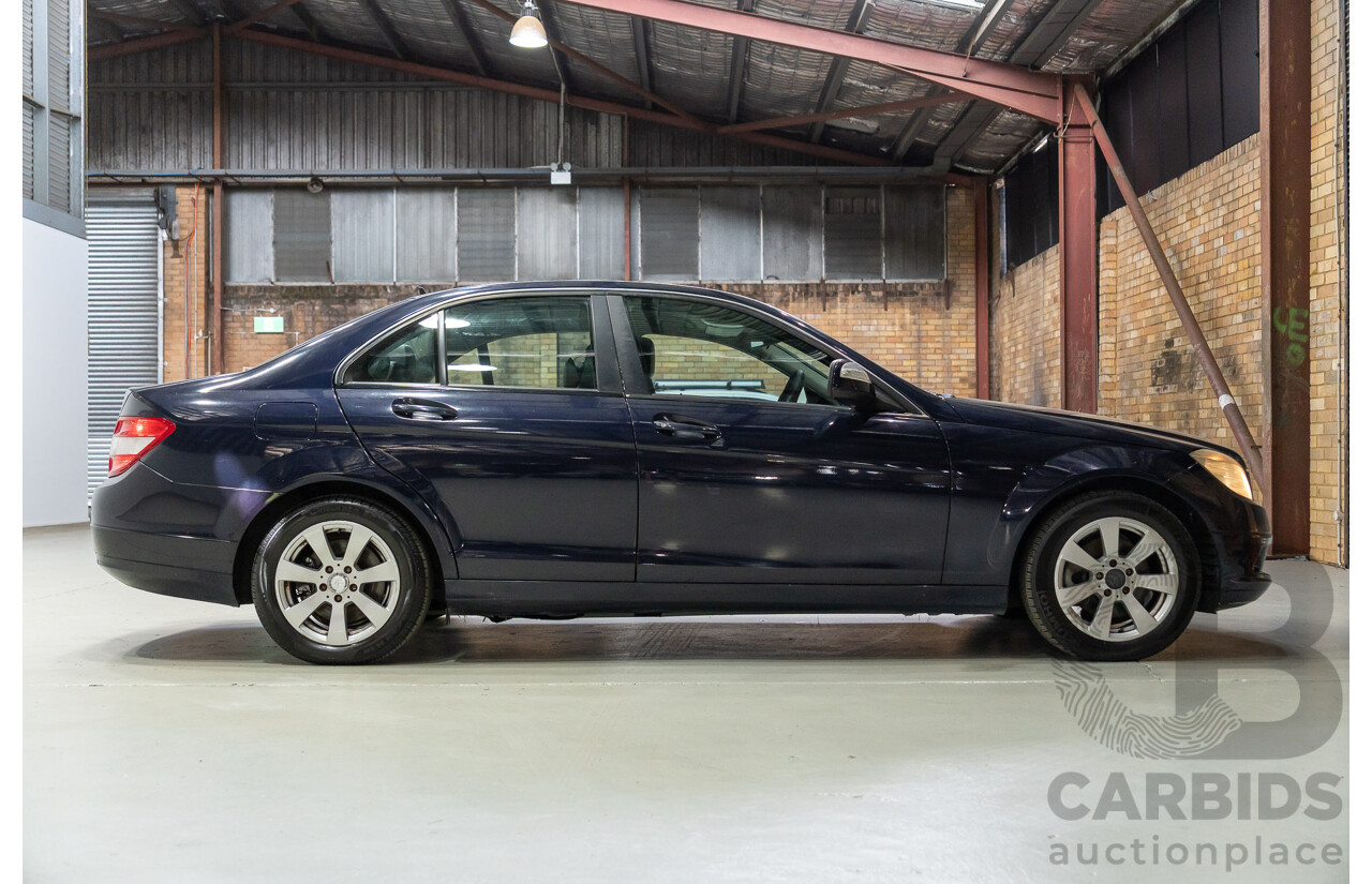 07/2007 Mercedes Benz C200 Kompressor Classic W204 4d Sedan Tanzanite Blue Metallic Supercharged 1.8L