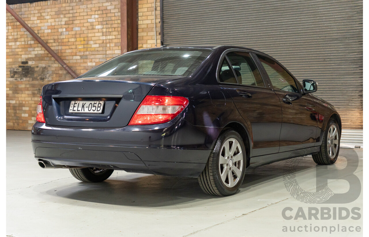 07/2007 Mercedes Benz C200 Kompressor Classic W204 4d Sedan Tanzanite Blue Metallic Supercharged 1.8L