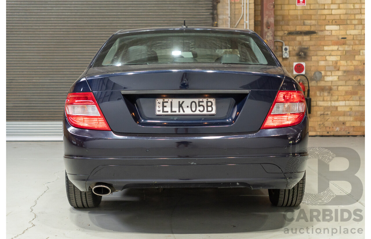 07/2007 Mercedes Benz C200 Kompressor Classic W204 4d Sedan Tanzanite Blue Metallic Supercharged 1.8L