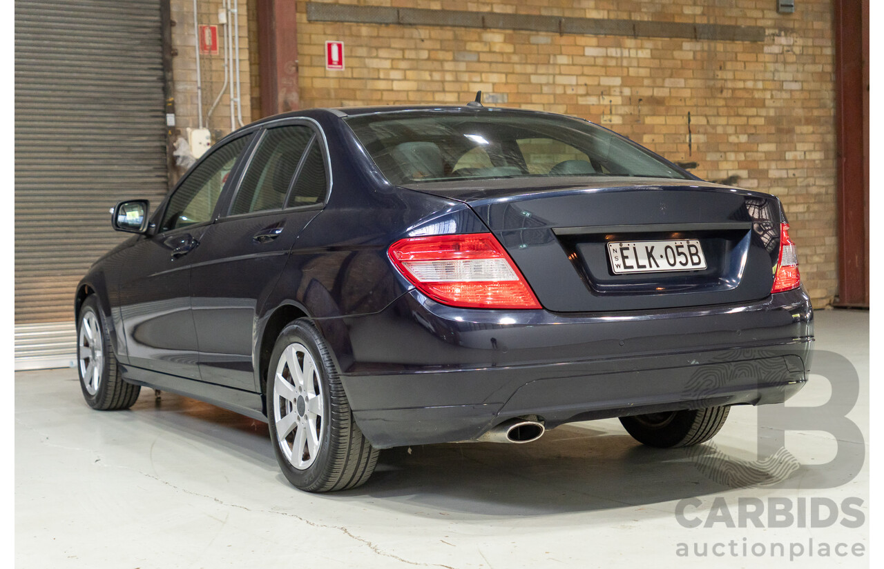 07/2007 Mercedes Benz C200 Kompressor Classic W204 4d Sedan Tanzanite Blue Metallic Supercharged 1.8L