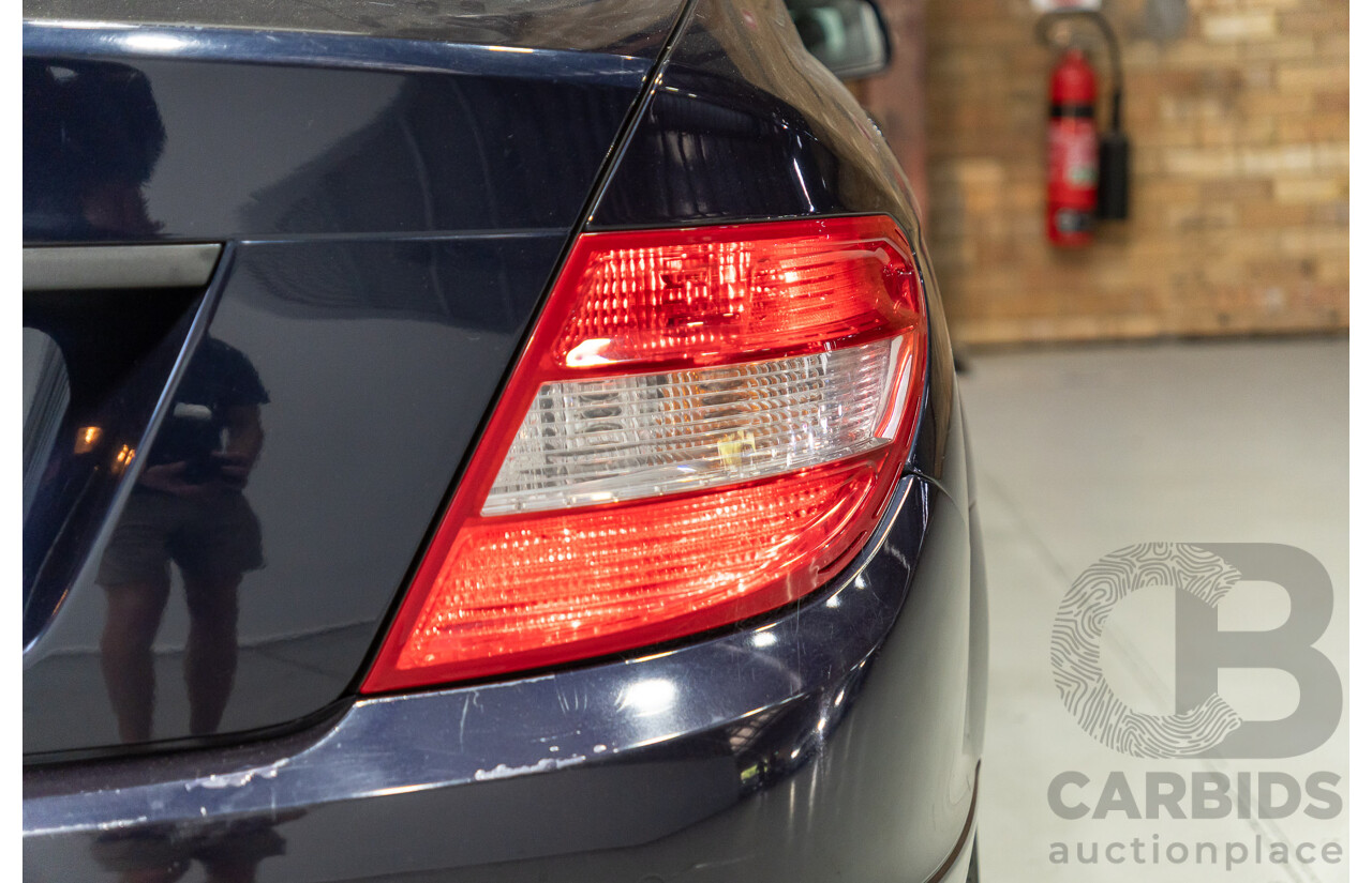 07/2007 Mercedes Benz C200 Kompressor Classic W204 4d Sedan Tanzanite Blue Metallic Supercharged 1.8L