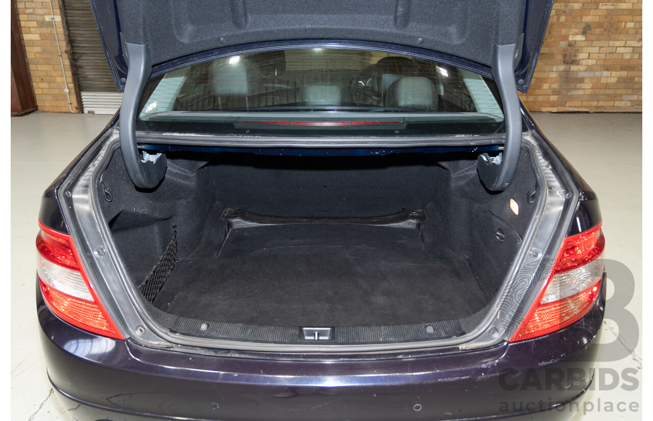 07/2007 Mercedes Benz C200 Kompressor Classic W204 4d Sedan Tanzanite Blue Metallic Supercharged 1.8L