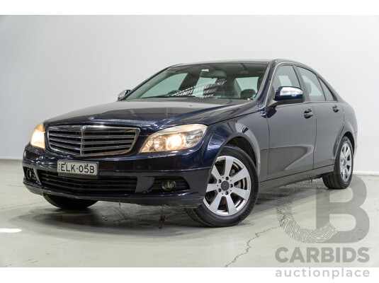 07/2007 Mercedes Benz C200 Kompressor Classic W204 4d Sedan Tanzanite Blue Metallic Supercharged 1.8L