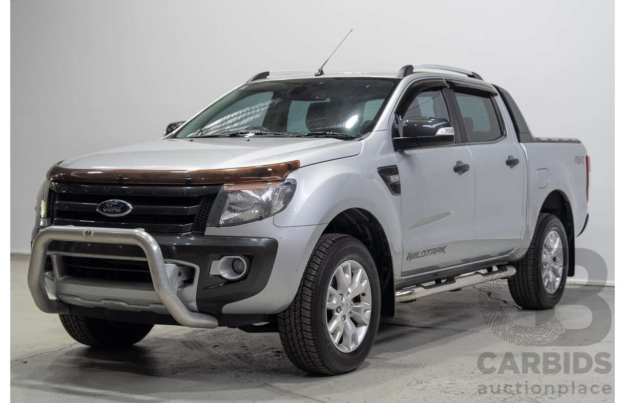02/2014 Ford Ranger Wildtrak 3.2 (4x4) PX 4d Dual Cab Utility Highlight Silver Turbo Diesel 3.2L