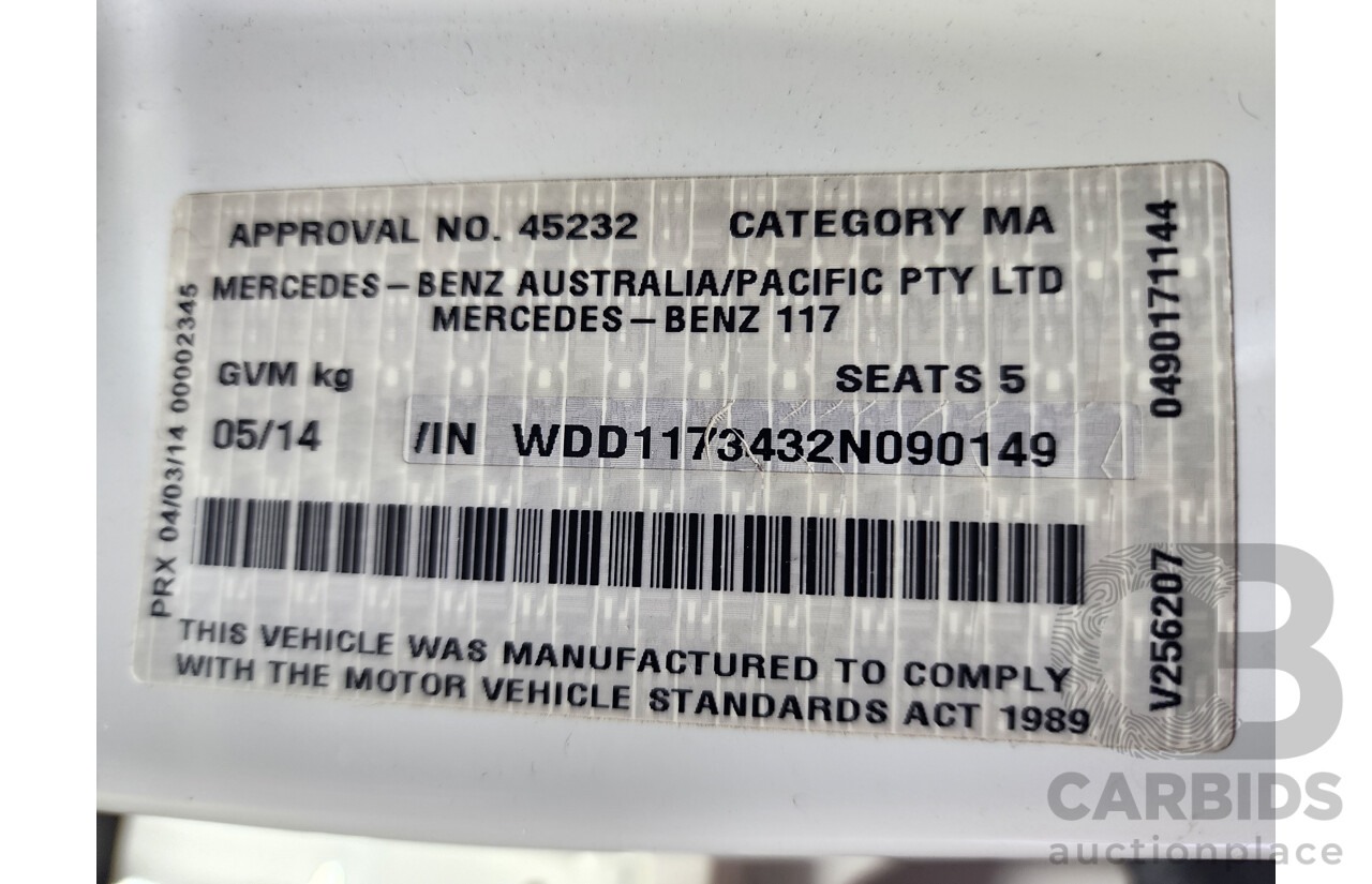 05/2014 Mercedes-Benz CLA 200 117 4d Coupe White 1.6L