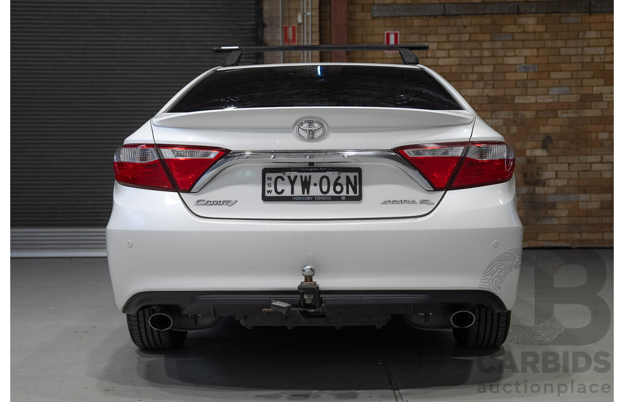 07/2015 Toyota Camry Atara SL ASV50R MY15 4d Sedan Blizzard White 2.5L