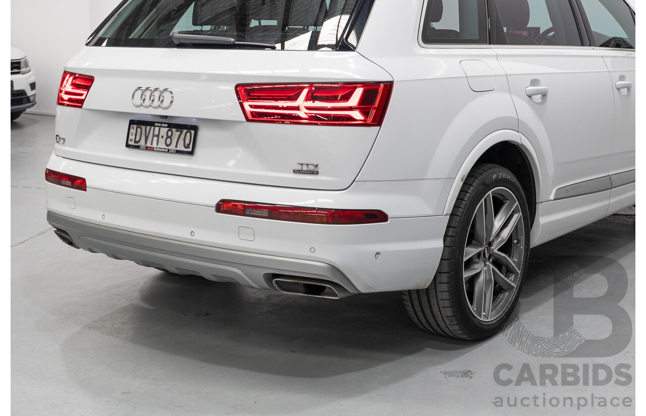 4/2018 Audi Q7 3.0 TDI Quattro (AWD) 4M MY18 4d Wagon Glacier White Metallic Turbo Diesel V6 3.0L - 7 Seater