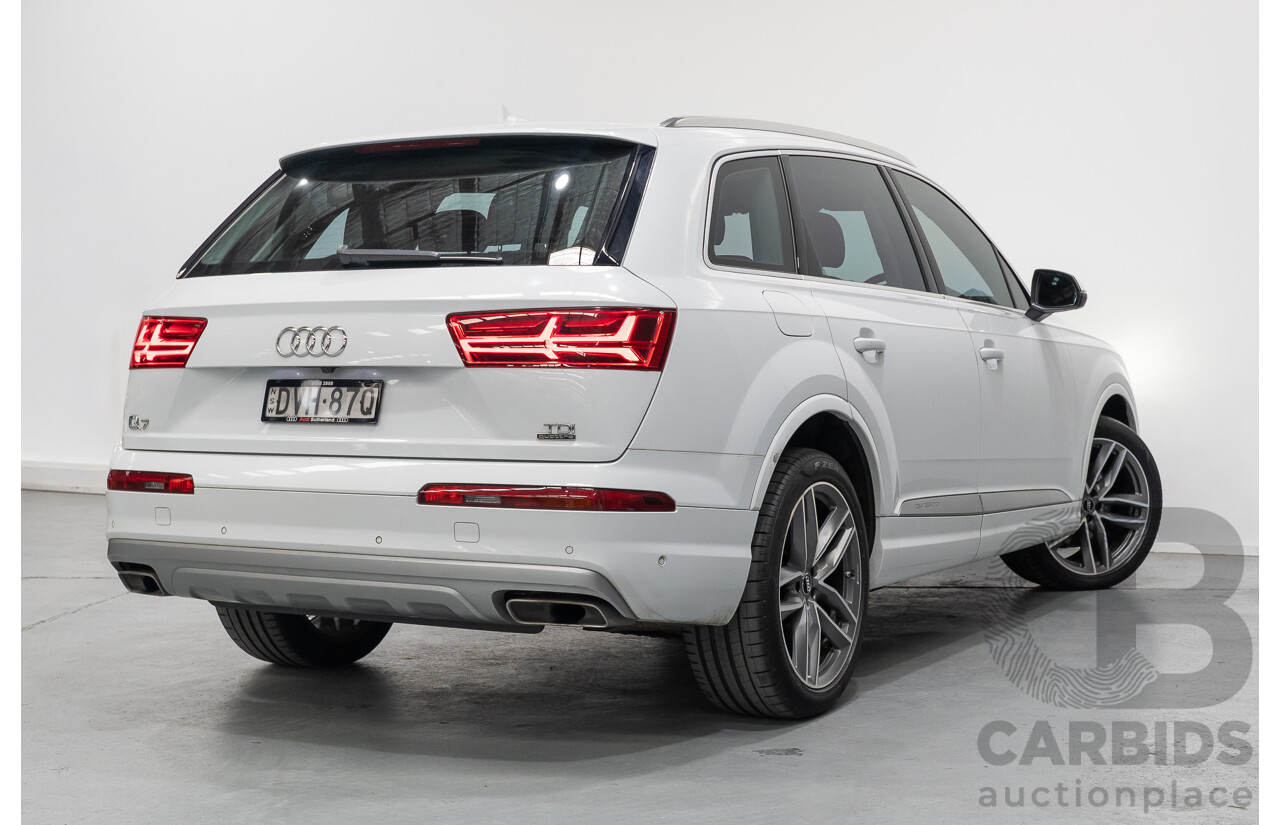 4/2018 Audi Q7 3.0 TDI Quattro (AWD) 4M MY18 4d Wagon Glacier White Metallic Turbo Diesel V6 3.0L - 7 Seater