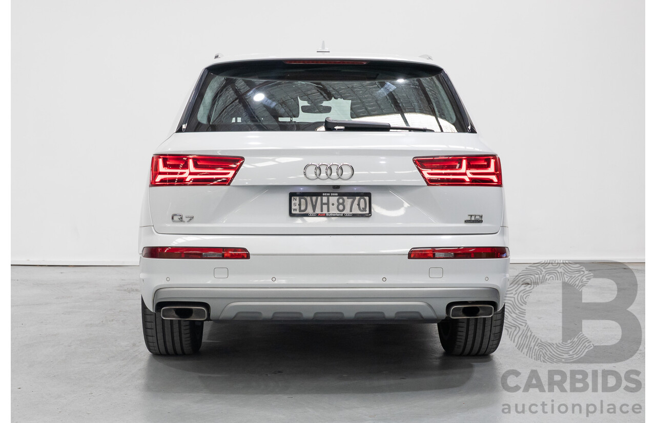 4/2018 Audi Q7 3.0 TDI Quattro (AWD) 4M MY18 4d Wagon Glacier White Metallic Turbo Diesel V6 3.0L - 7 Seater