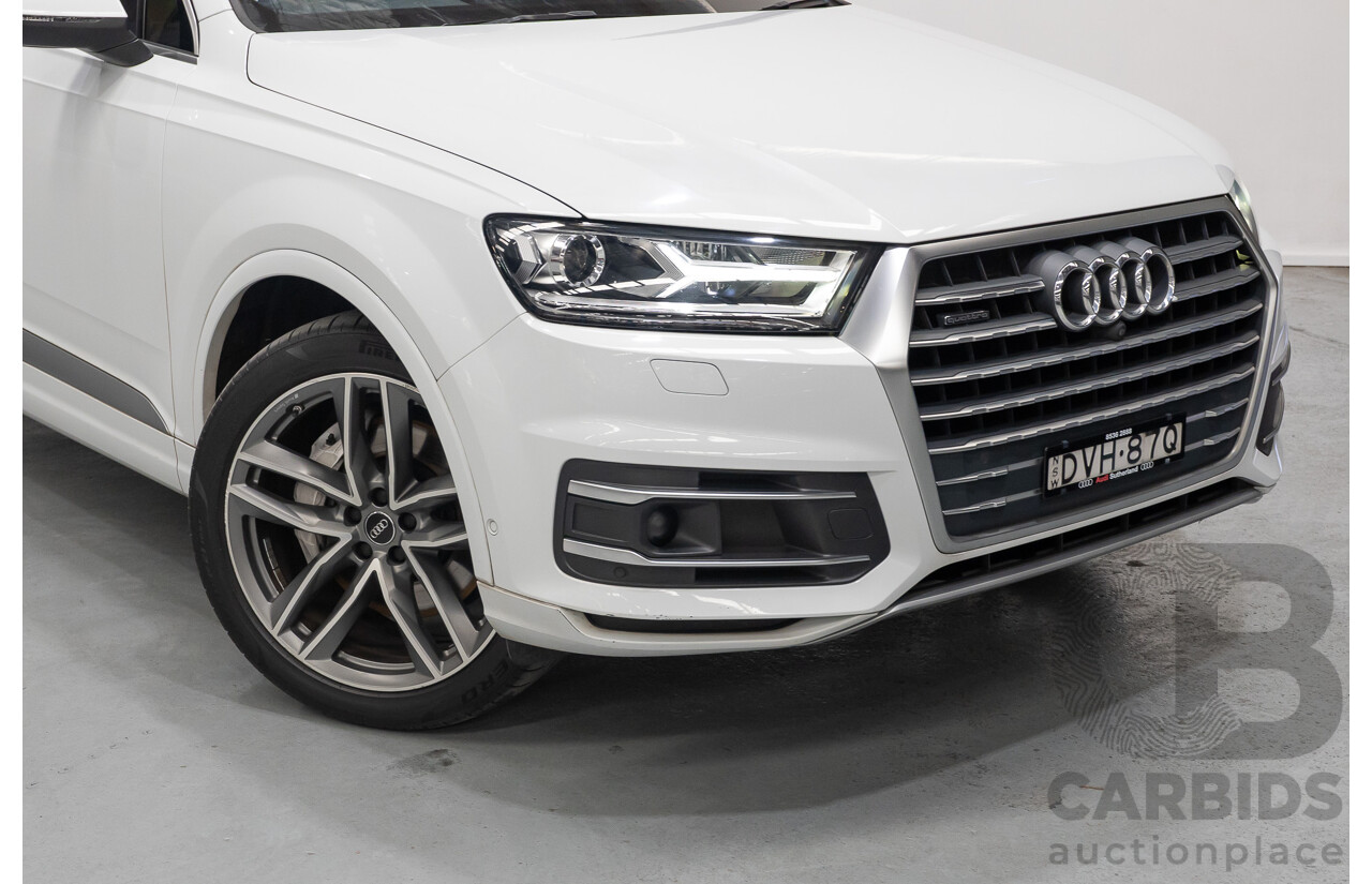 4/2018 Audi Q7 3.0 TDI Quattro (AWD) 4M MY18 4d Wagon Glacier White Metallic Turbo Diesel V6 3.0L - 7 Seater