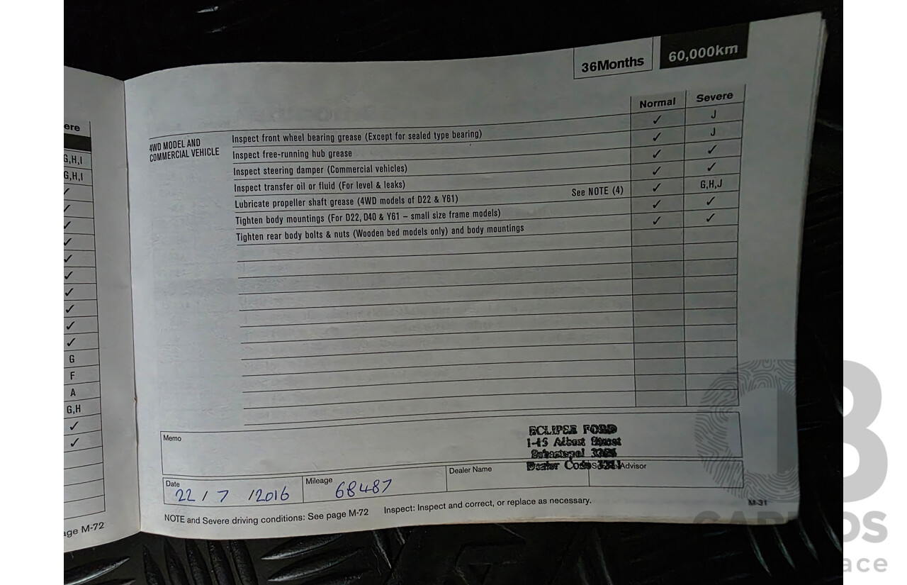 01/2013 Nissan Navara ST (4x4) D40 Dual Cab P/Up Red 2.5L