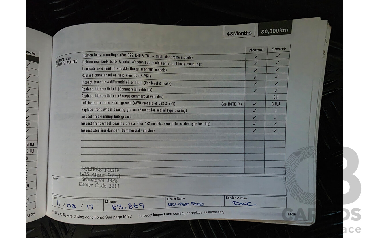 01/2013 Nissan Navara ST (4x4) D40 Dual Cab P/Up Red 2.5L