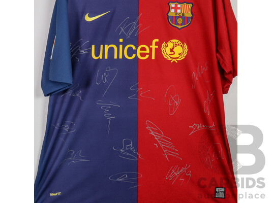 2008/09 Treble-Winning FC Barcelona Era Multi-Signed Nike Football Jersey