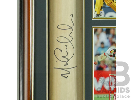 2015 Cricket World Cup Winning Captain & Australian Test Legend Michael Clarke Signed Framed Cricket Bat Display - With COA